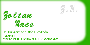 zoltan macs business card